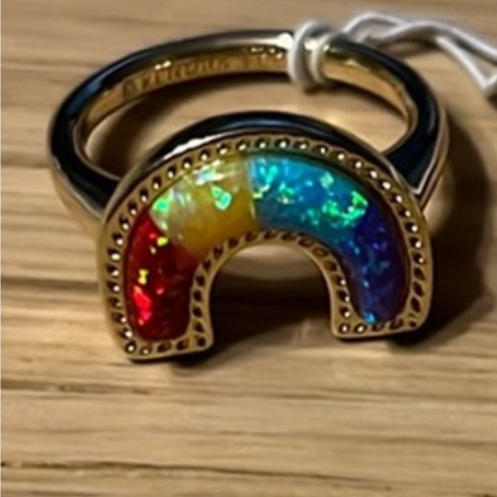 Kendra Scott Gold Colored Ring With Rainbow Design.